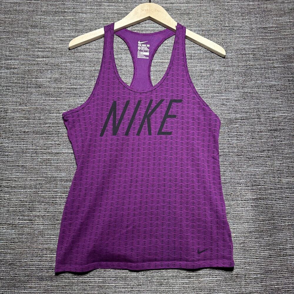Nike Tank Top Shirt Women's Medium Purple All Over Print Dri Fit GYM 778729